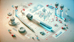 graphic illustration representing antibody testing, designed in a detailed and professional style.
