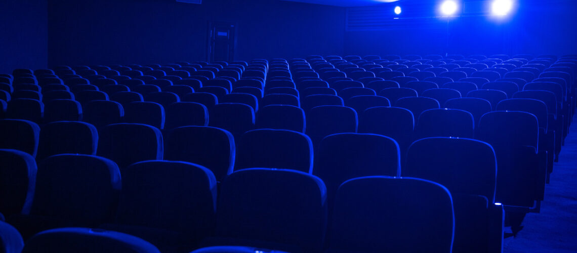 Rows of movie theatre seats